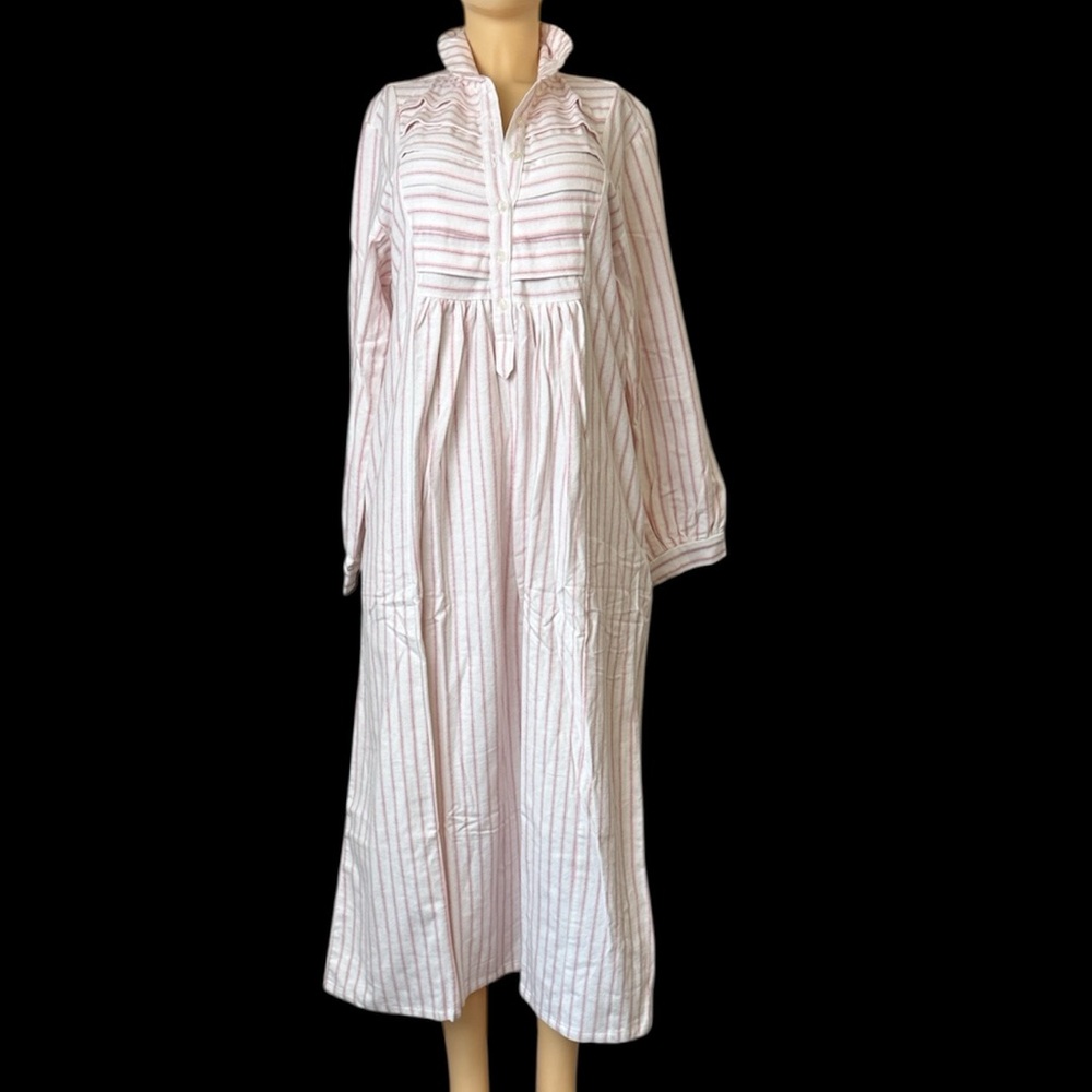Garnet Hill cotton White and Pink Striped nightgown Sz xs - Picture 2 of 12